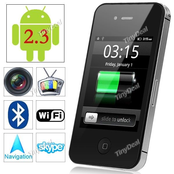 3.2" Resistive Screen Unlocked Android 2.3 MTK6513 cód:02